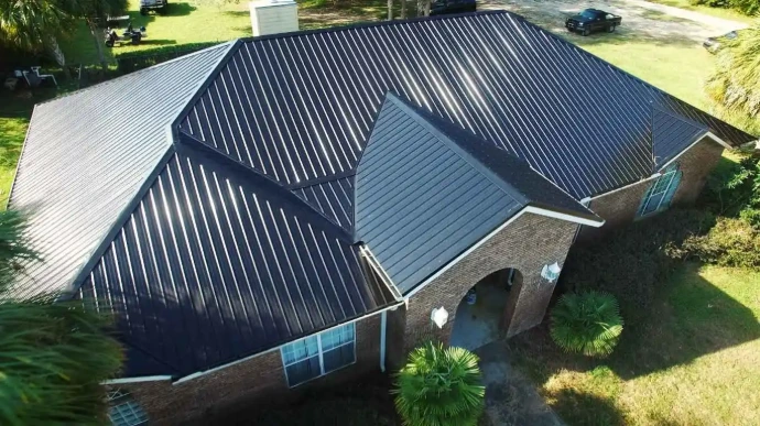 Roof with standing seam system on roof